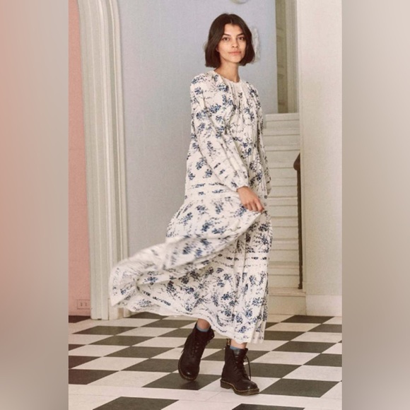 The Great. The Hideaway Floral Tiered Midi Dress - Picture 2 of 10